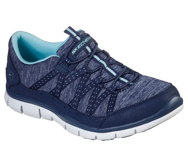 Skechers Dam Marinblå/Ljus Turkos Slip On - Gratis - Let's Cruise - Sverige (MIOUE-2068)